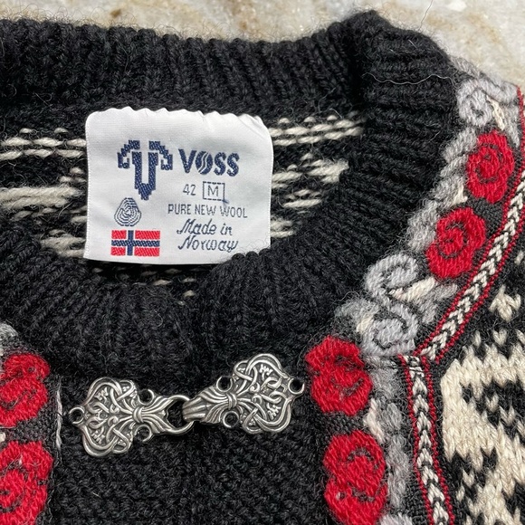 Voss Norway Fair Isle New Wool Cardigan Sweater - Picture 2 of 10